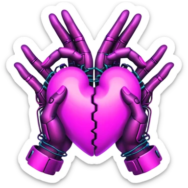 Neon cyberpunk style 
heart made of  hands sticker