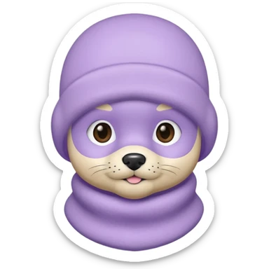 puppy face in a pastel lavender ski mask, face only sticker