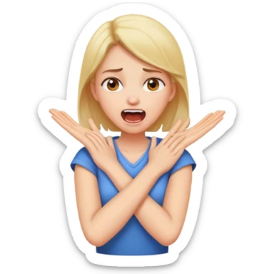 Arms crossed holding neck screaming girl sticker