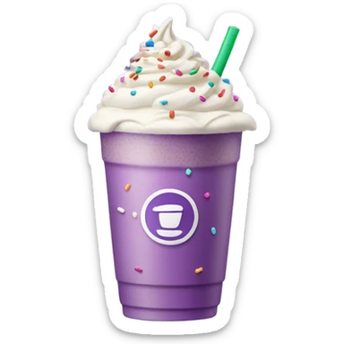 A purple ice latte with cream and sprinkles  sticker
