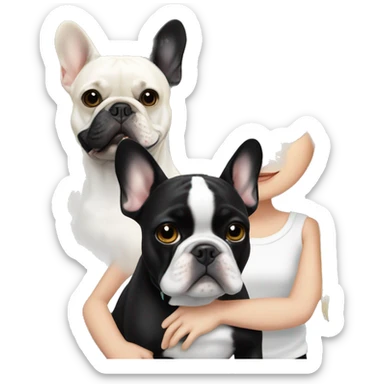 black/white french bulldog with blonde girl sticker
