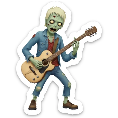 zombie guitarist sticker