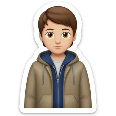 Create emoji of a boy with brown hair and brown eyes too, he is very modern  sticker