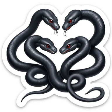 Two black snakes making a heart sticker