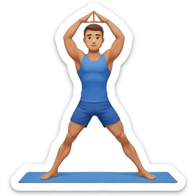 jacked man blue shorts Vrksasana-pose yoga sticker