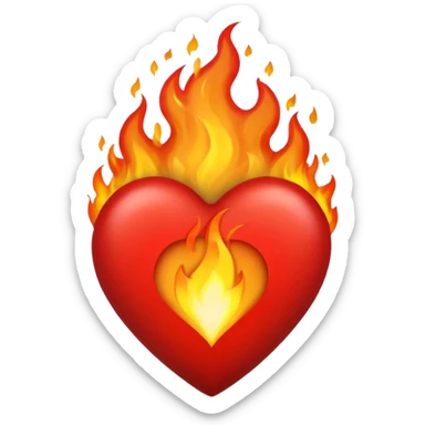 Black and red heart on fire sticker