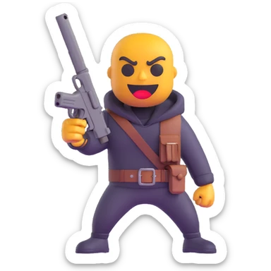 Tarkov-Killa emoji, holding a weapon, aggressive pose sticker