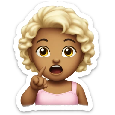 very furious baby girl toddler pointing with hand at someone sticker