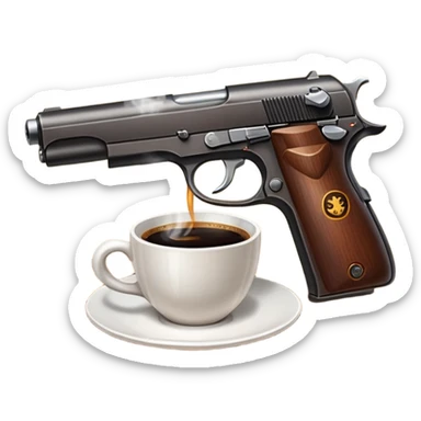 Coffee and pistol sticker