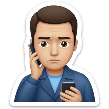 An 😀 with mobile sad sticker