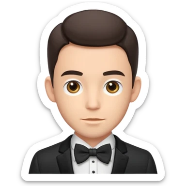 Jonathan Bailey with suit with bow tie sticker