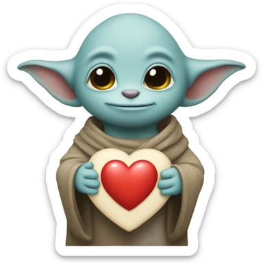 grogu holding a heart sticker