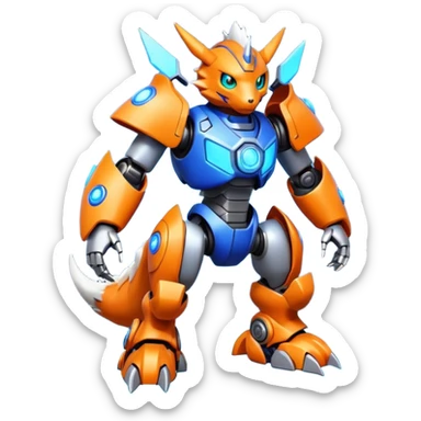 Modern Cyber Lombax-Digimon-Fakémon-creature, full body sticker
