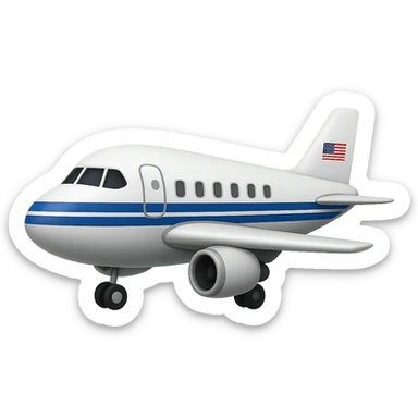 Create an emoji of a passenger airplane based on the provided photo, closely resembling the Apple emoji style. The emoji should have no background and capture the look and feel of Apple's emoji design for airplanes. sticker