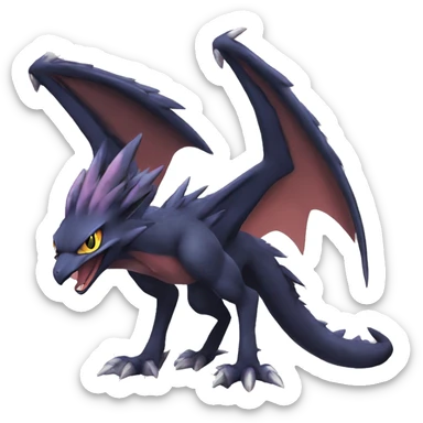 Edgy Cool Nargacuga-Noivern-Pokémon-fusion-cat Full Body sticker