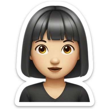 little asian girl with bangs hair sticker