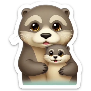 Bébé loutre avec maman loutre sticker