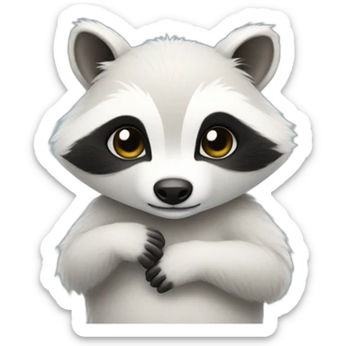 white racoon hugging sticker