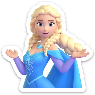 Queen Elsa ice powers with blonde braid, upper body from Frozen sticker