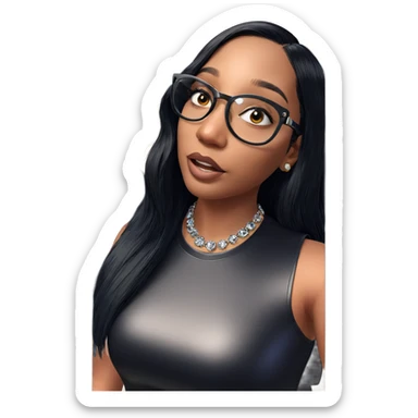 girl with black hair jewelry sticker