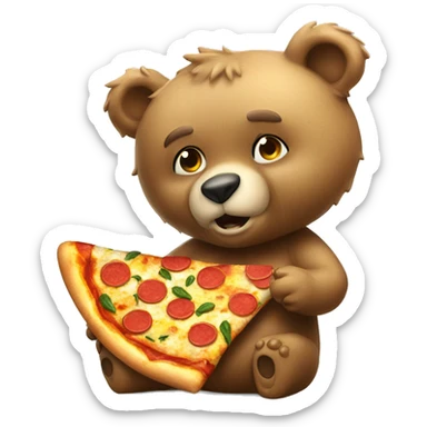 Pollar bear eating pizza and drying sticker