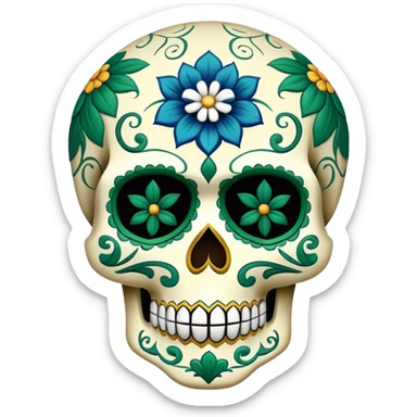 sugar skull in Milwaukee Bucks colors (green, cream, and blue) sticker
