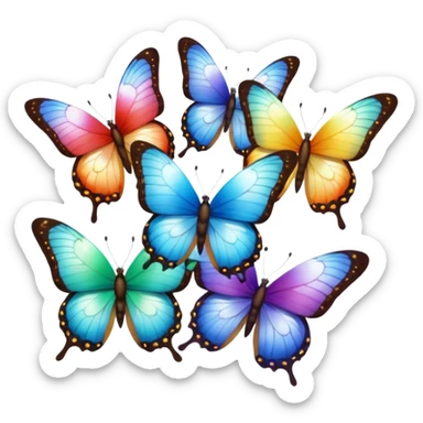 444 rainbow moon butterflys sticker