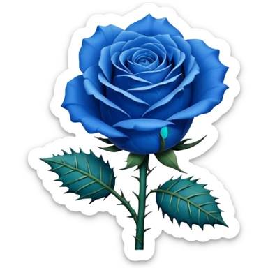 Blue rose with prickly the stem sticker