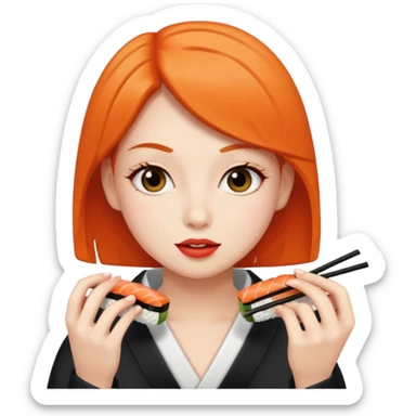Girl eating sushi sticker