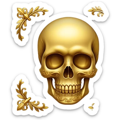 skull in gold sticker