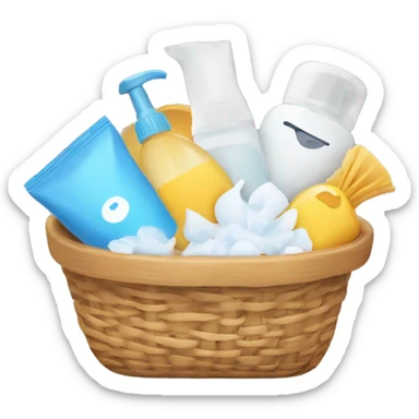 cute basket with hygiene products sticker