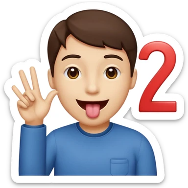 Happy face with tongue out with a number six in the left hand and number seven in the right hamd  sticker