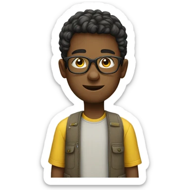 A boy with specs and yellow shirt  sticker