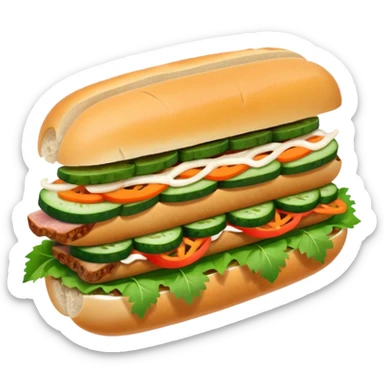 make it cute, chibitraditional banh mi with char grilled pork


    Very crusty baguette

    Mayo 

    Pickled carrot 

    Cucumber, coriander/cilantro, green onion, chilli 
 sticker