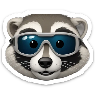 Raccon wearing a ski glasses sticker