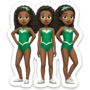 Twin girls wearing green eagles leotards sticker
