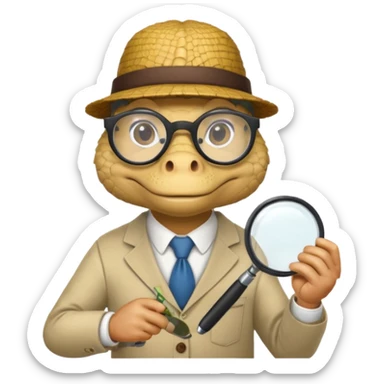A professor gator with a magnifying glass on a light background sticker