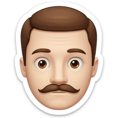 Pale Man with brown short hair mustache and chin beard sticker