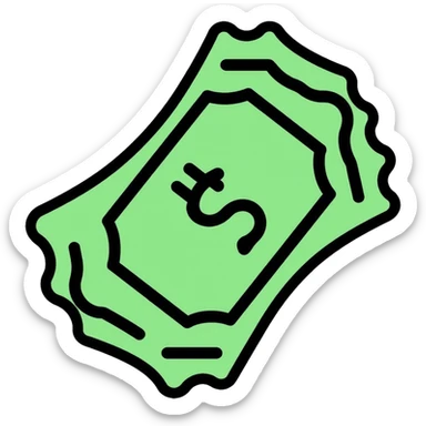 A green raffle ticket with a number on it, green color scheme sticker