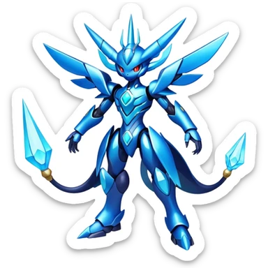 Shiny Futuristic Celestial Godly Fakemon-Pokemon-Digimon-Spectrobes-fusion, full body sticker