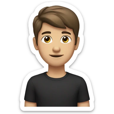 light dark-skinned boy, brown hair and eyes, short sideways hair and clean shaven, black shirt with LDC EXPRESS written on it sticker
