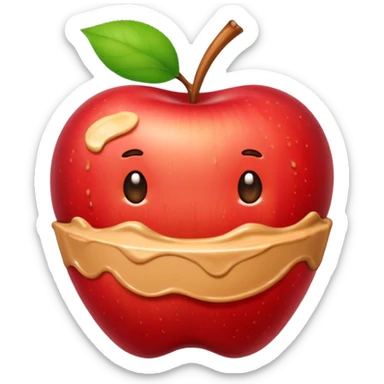 apple with peanutbutter sticker