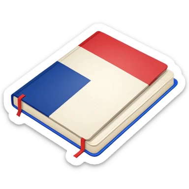 open notebook with French flag on the page sticker