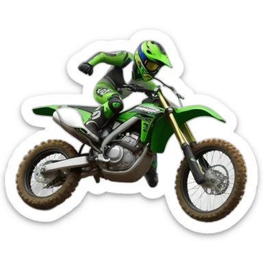 Un homme qui est sur une moto cross yamaha et qui fait des saut grâce à une bosse en terre et qui a les cheveux blond bouclés aux yeux vert  sticker