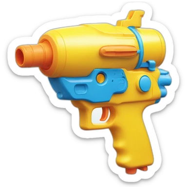 KMS water gun next to head sticker