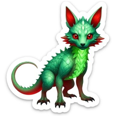 Cool Edgy Green Red ethereal badass Fionbri-Vernid-Trico-animal-creature full body sticker