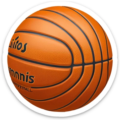 shiny bronze basketball with orange seams, metallic bronze material, reflective copper-brown surface sticker