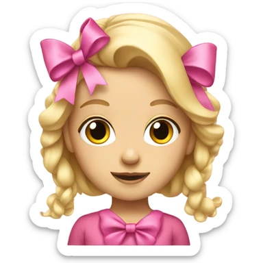 Blonde girl with pink bows in hair  sticker
