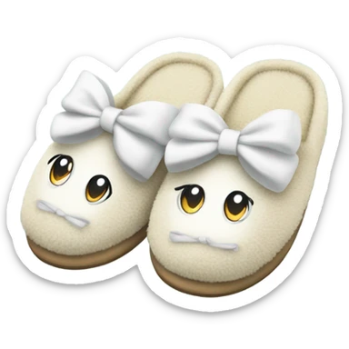 cozy slippers with white bows sticker