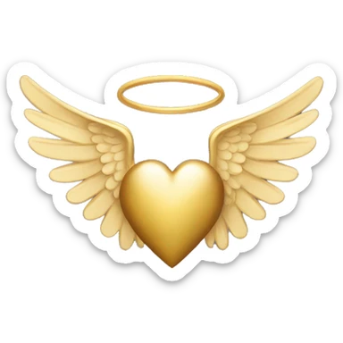 gold heart with angel wings sticker